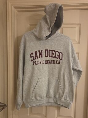 MV Sport Gray Hooded Sweatshirt with Maroon San Diego Graphic